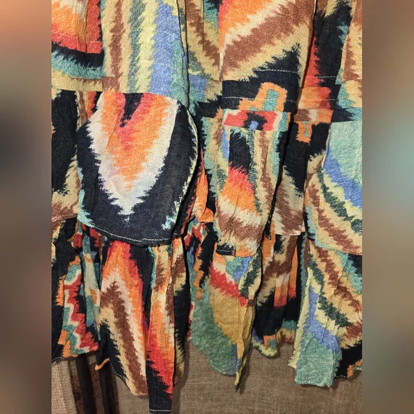 Women's Lauren Ralph Lauren Multicolor Ruched Waist Tiered Skirt Size 12 EUC - Picture 2 of 7